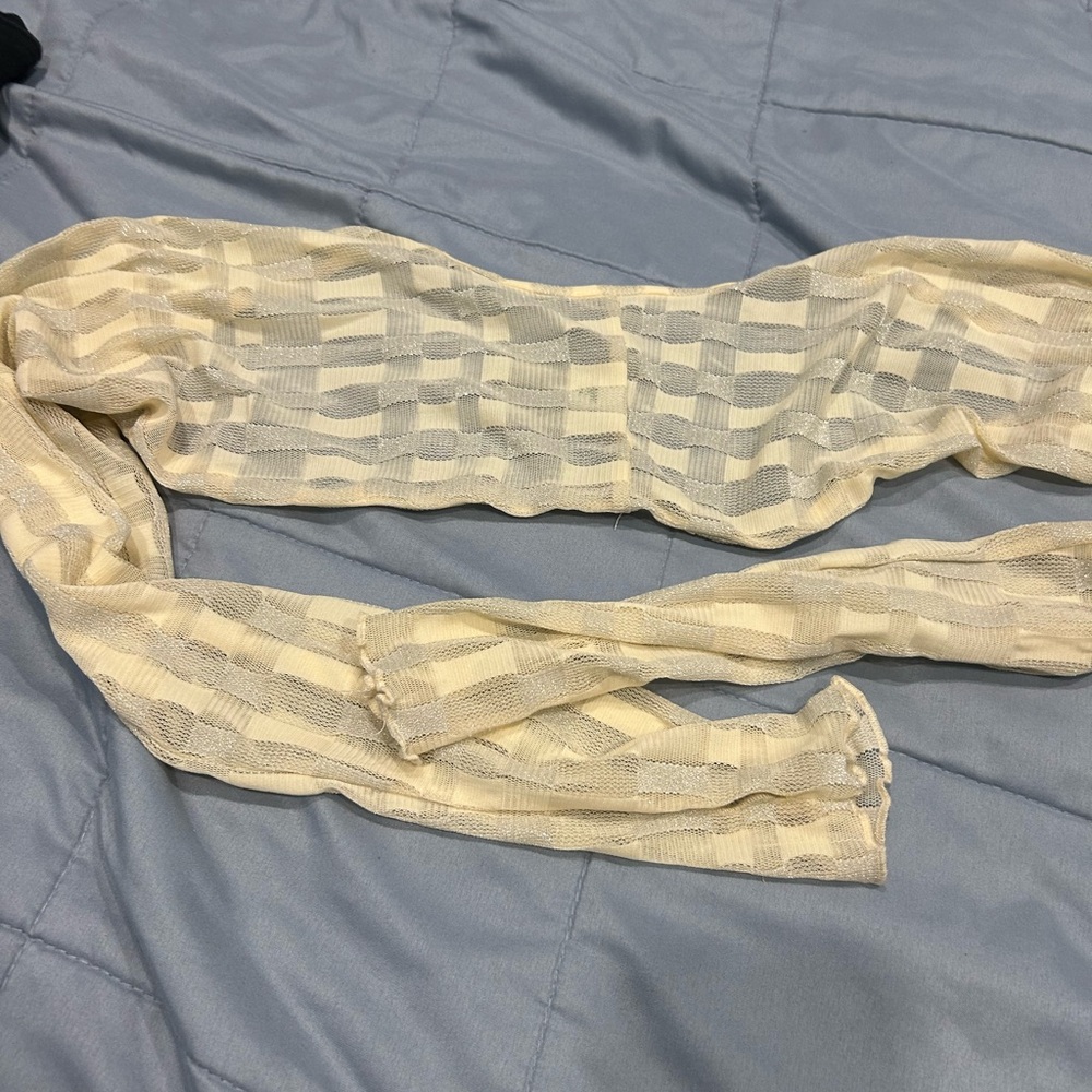 Second Skin Overalls Cream Sheer Striped Wrap Scarf